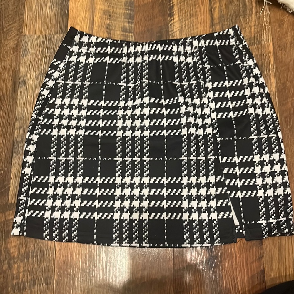 SHEIN Size 4  Sexy Plaid Print Split Bodycon Skirt
